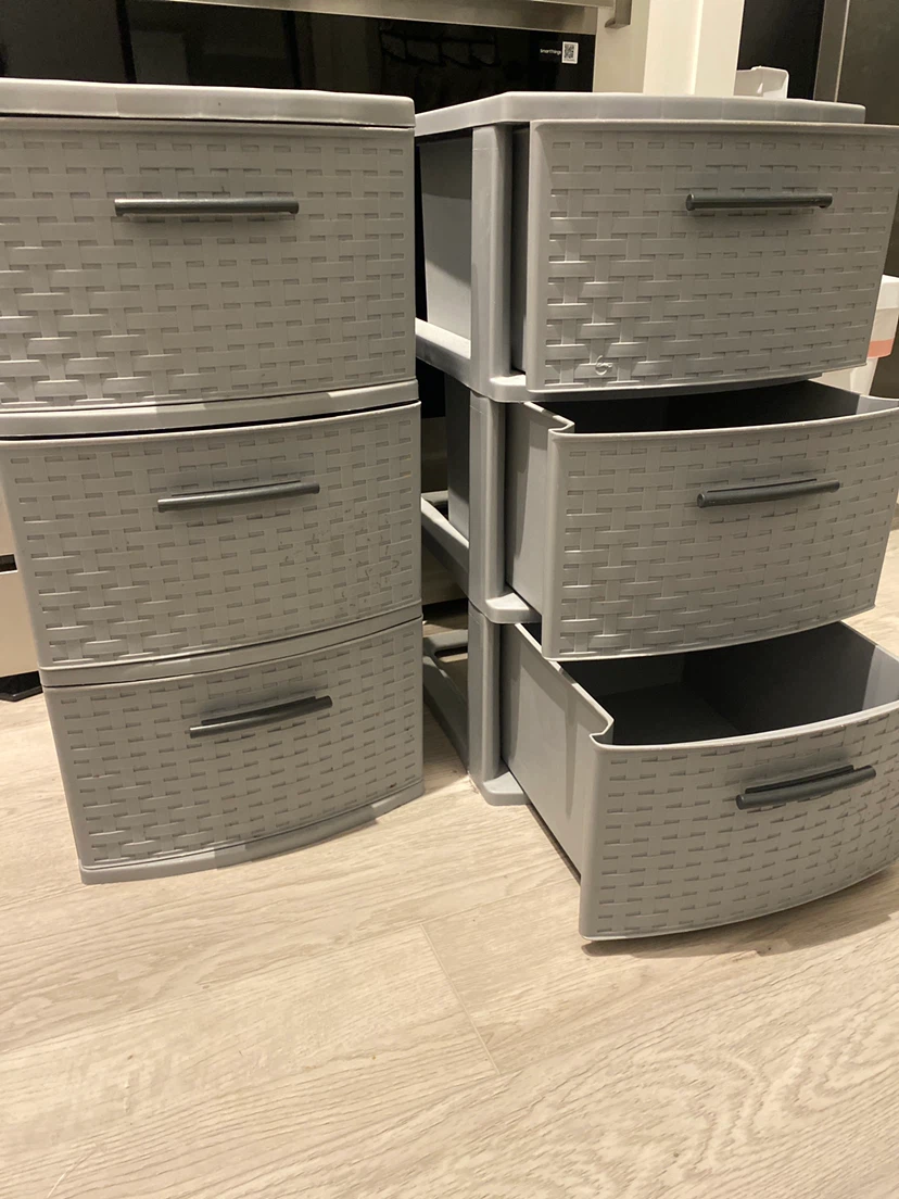 Two Sterilite 3-Drawer Woven Style Storage Units - photo 2