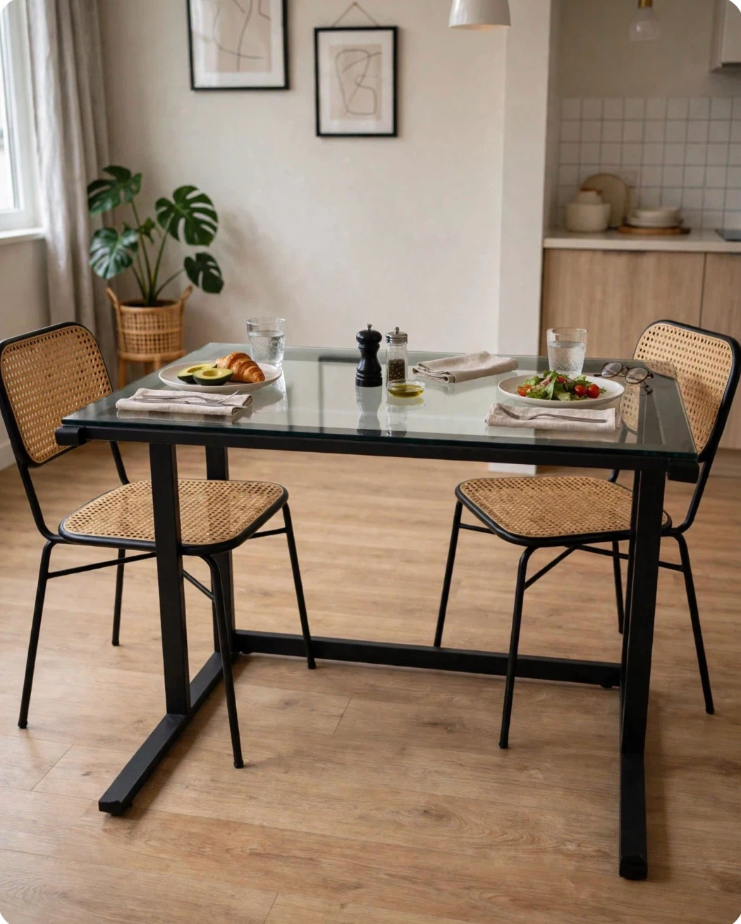 Glass Top Desk with Metal Frame - photo 2