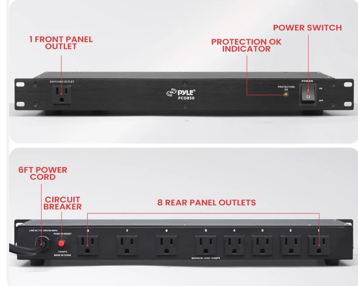 New Pyle PCO850 Power Surge Protector Rack Mount - photo 3