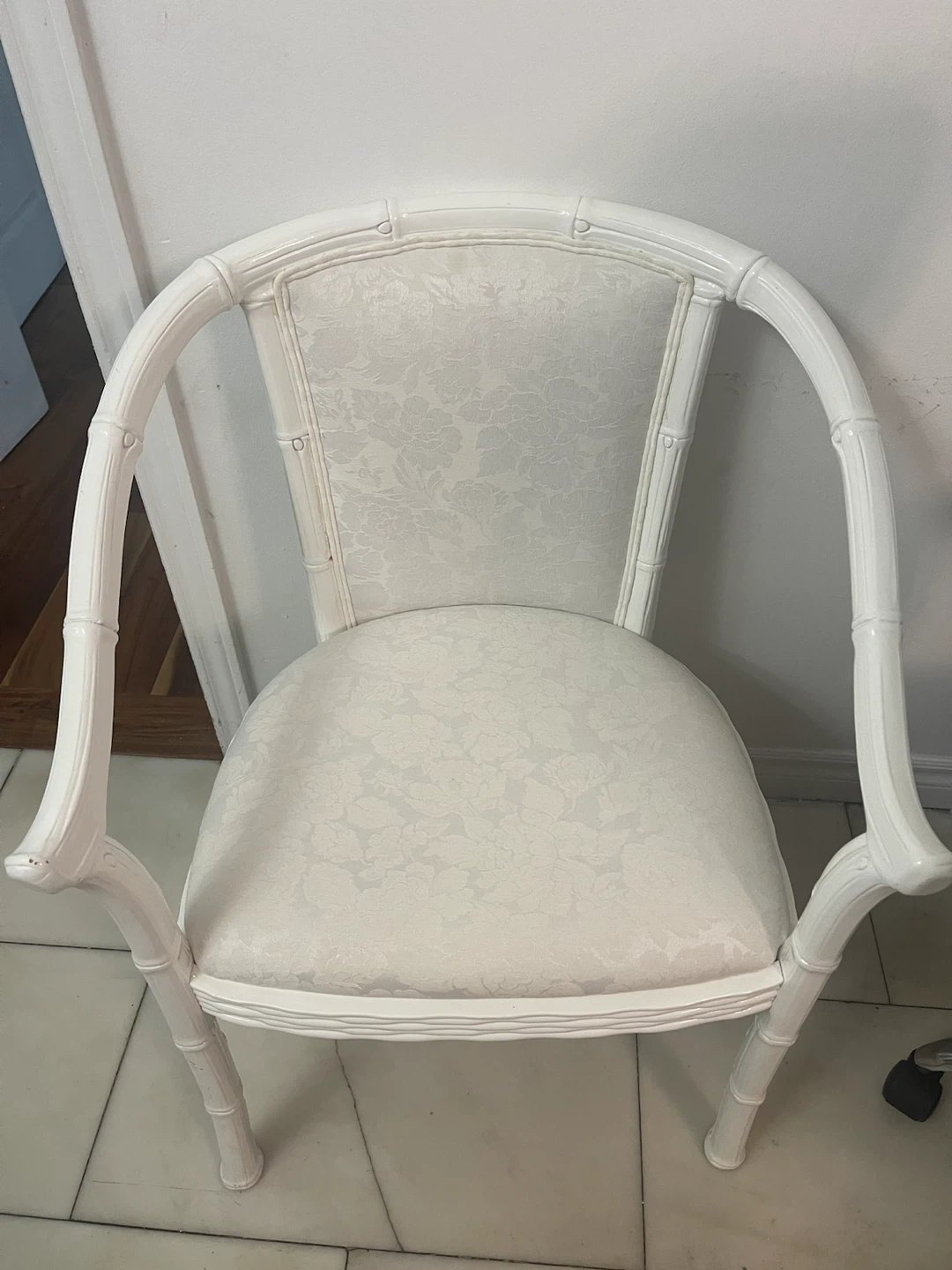 Vintage White Faux Bamboo Chair