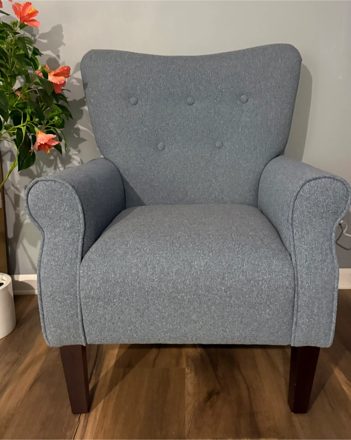 Blue Fabric Wingback Accent Chair