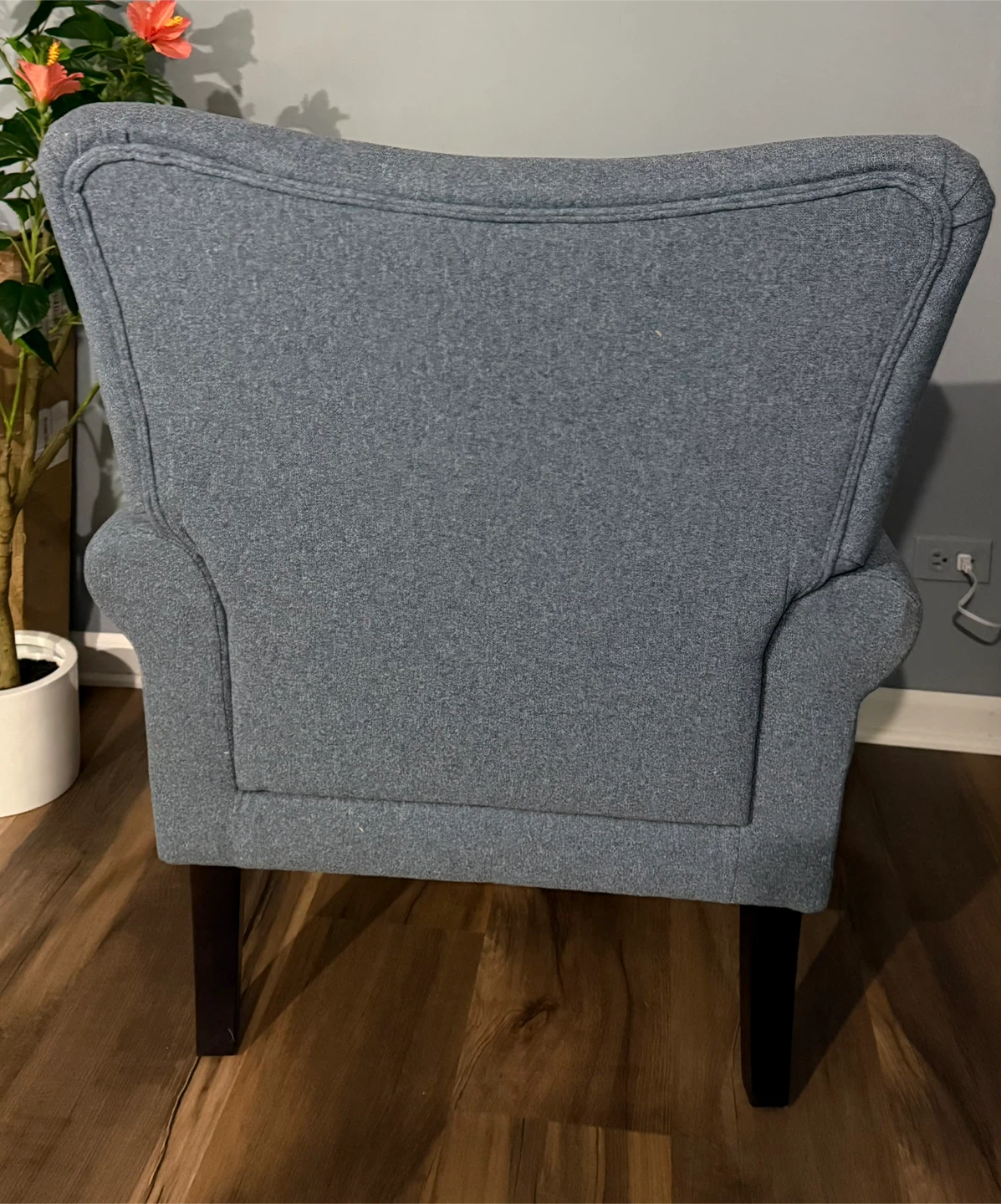 Blue Fabric Wingback Accent Chair - photo 3