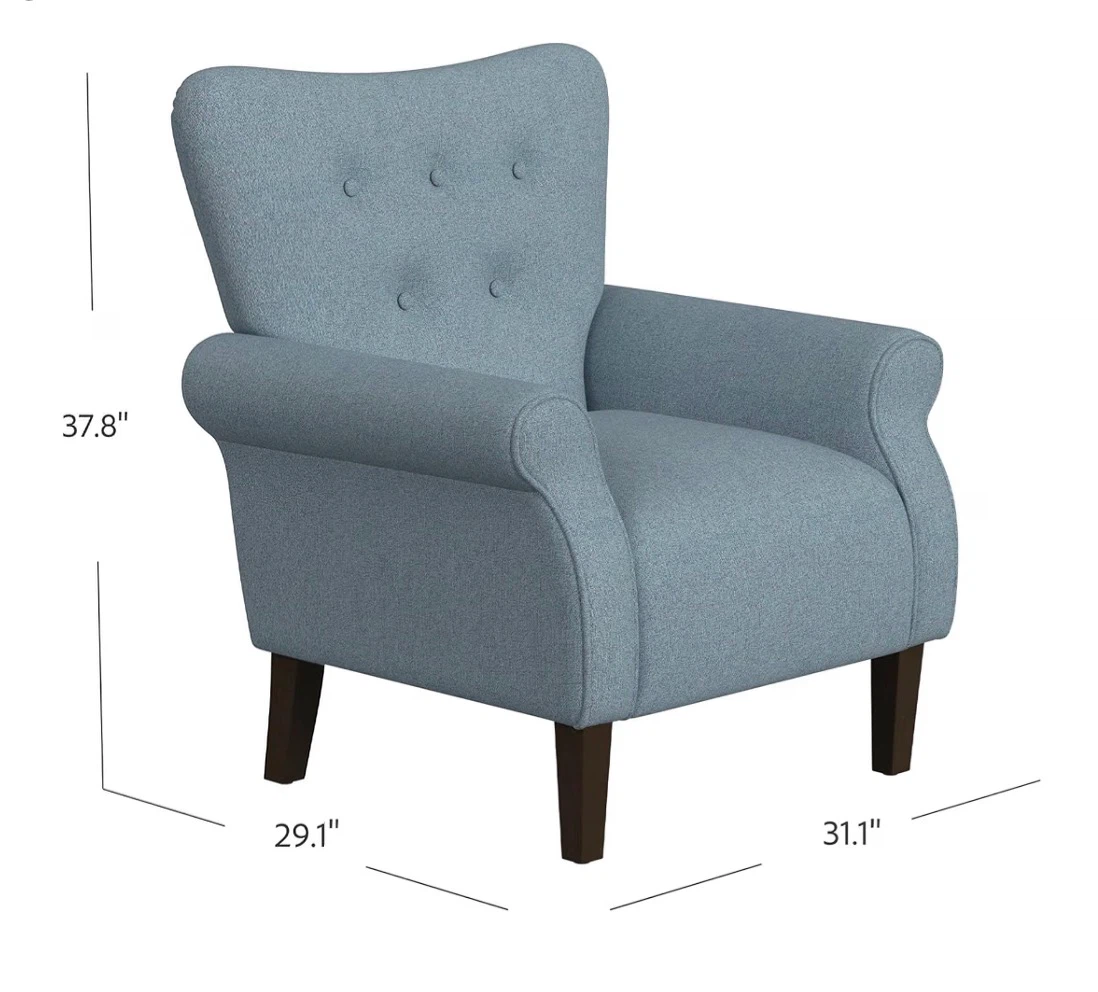 Blue Fabric Wingback Accent Chair - photo 4