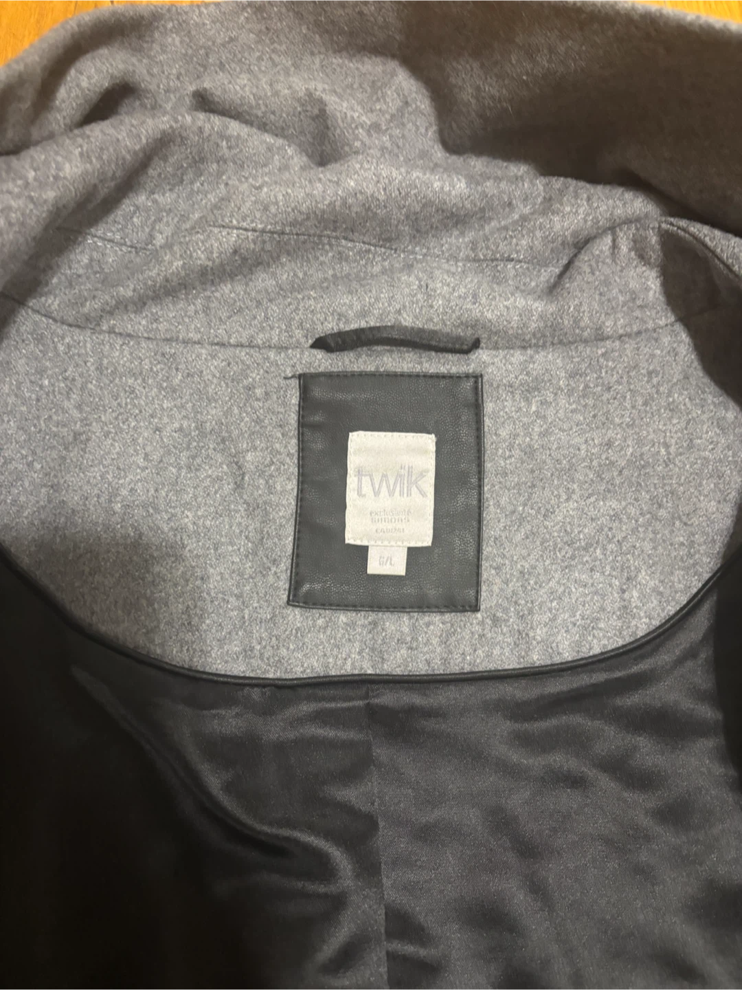 🩶 Twik by Simons Grey Coat with Faux Leather Sleeves - Size G/L - photo 2