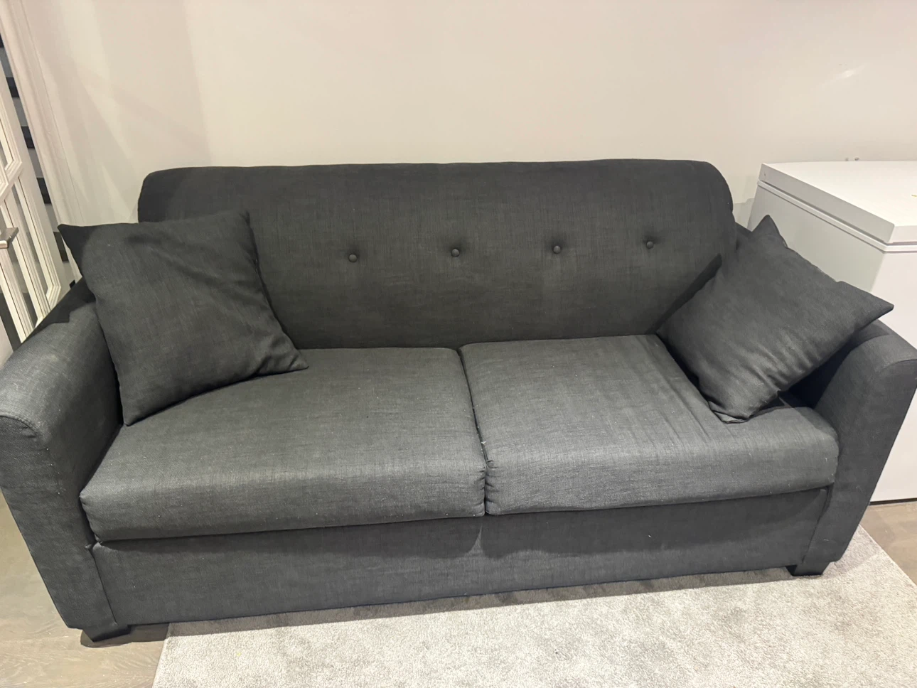 Hudson’s Bay Mid-Century Charcoal Sleeper Sofa (Pull-Out Couch)