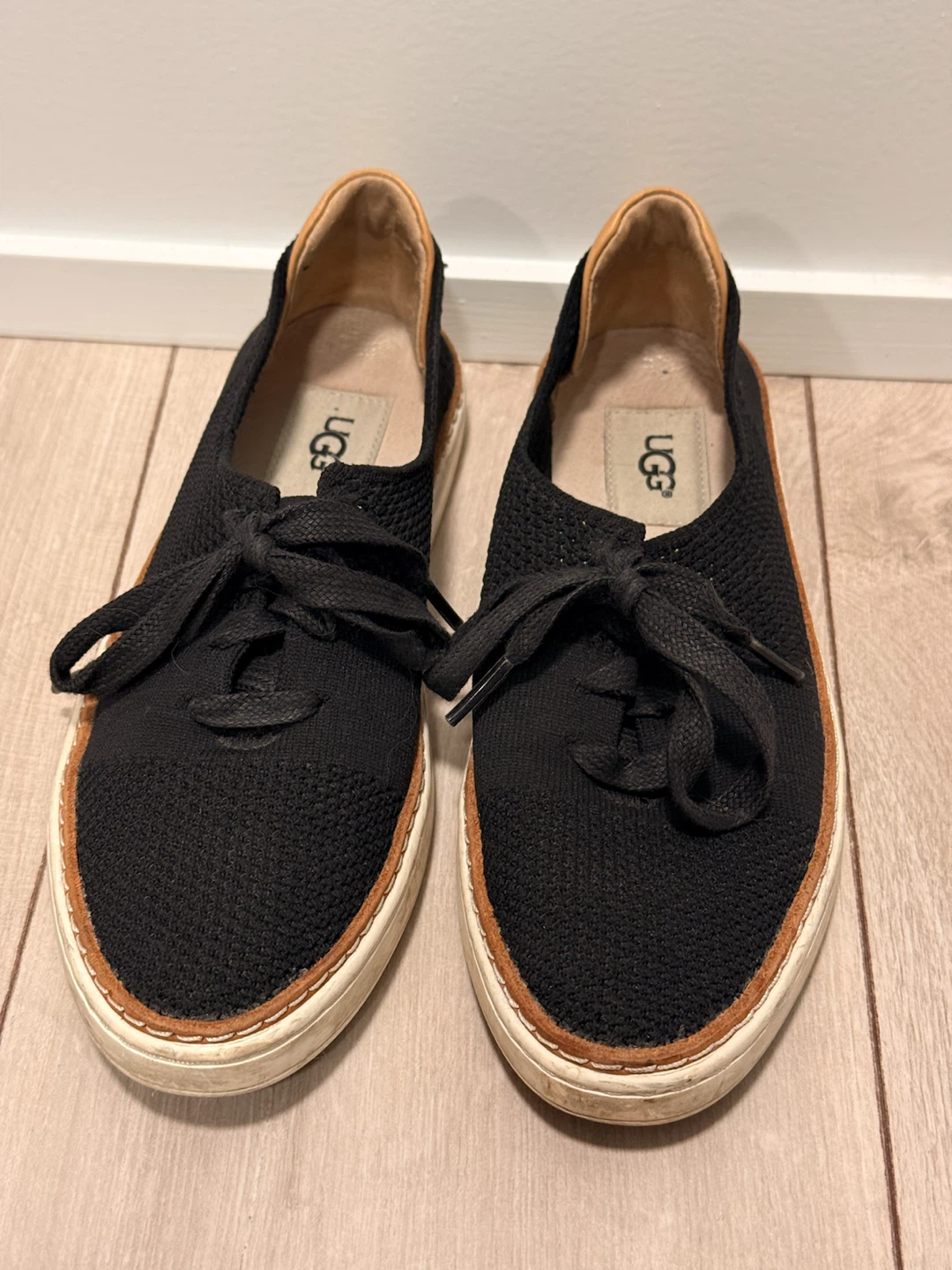 UGG Black Knit Lace-Up Sneakers – Size 6