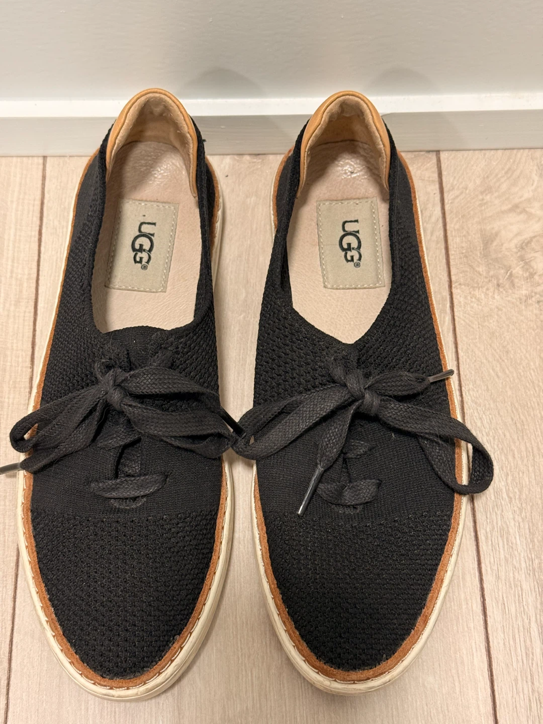 UGG Black Knit Lace-Up Sneakers – Size 6 - photo 2