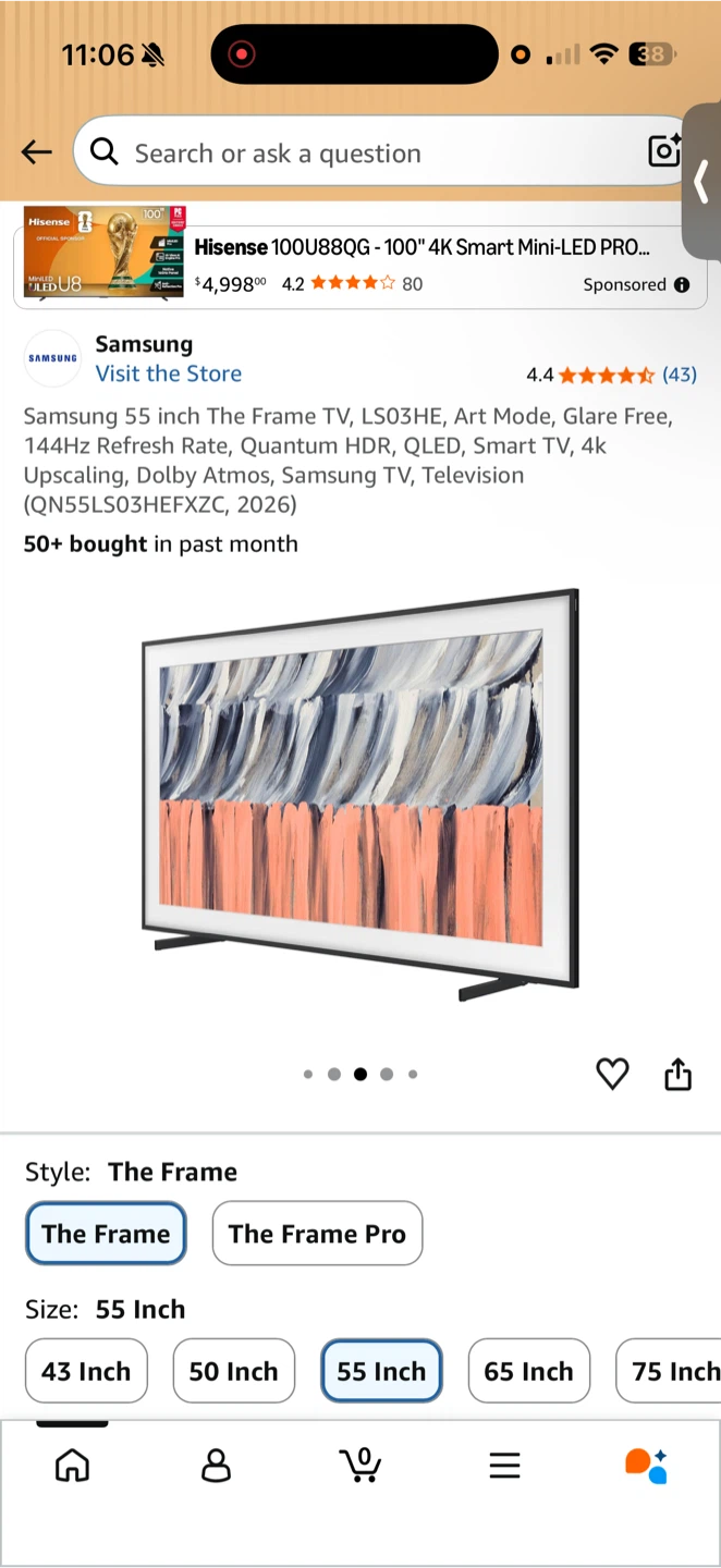 Samsung 55 inch The Frame TV