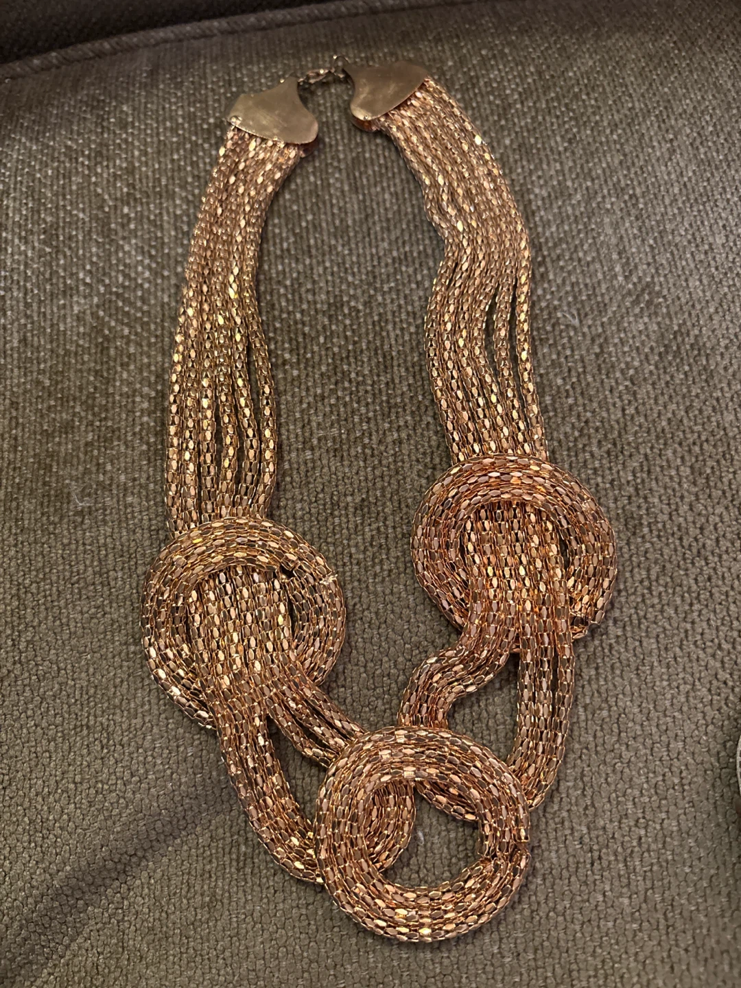Multi-strand rose gold-tone necklace