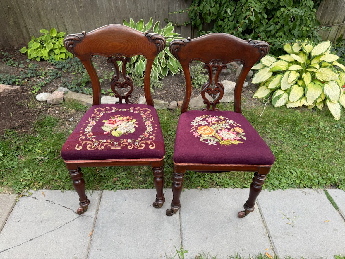 Two Vintage Antique Wooden Chairs