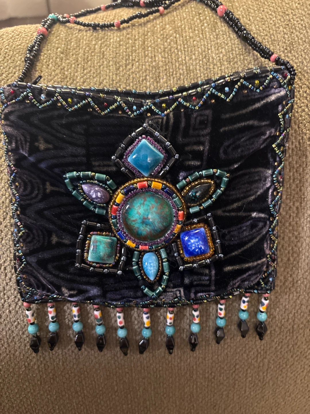 Beaded  silk Velvet beaded Evening Bag