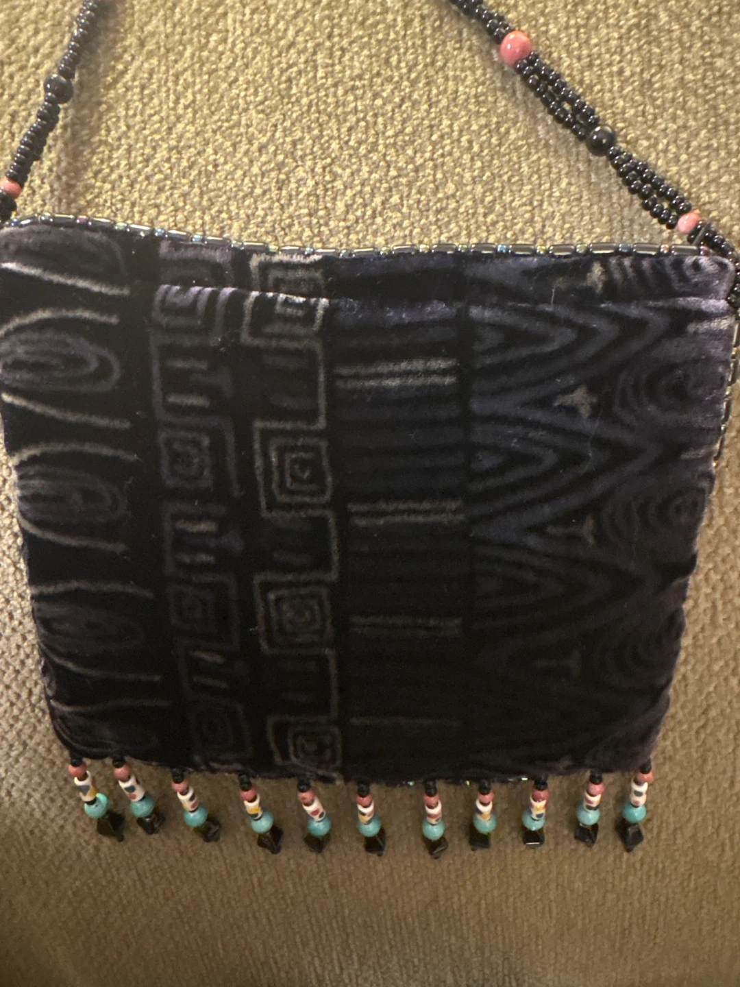 Beaded  silk Velvet beaded Evening Bag - photo 2