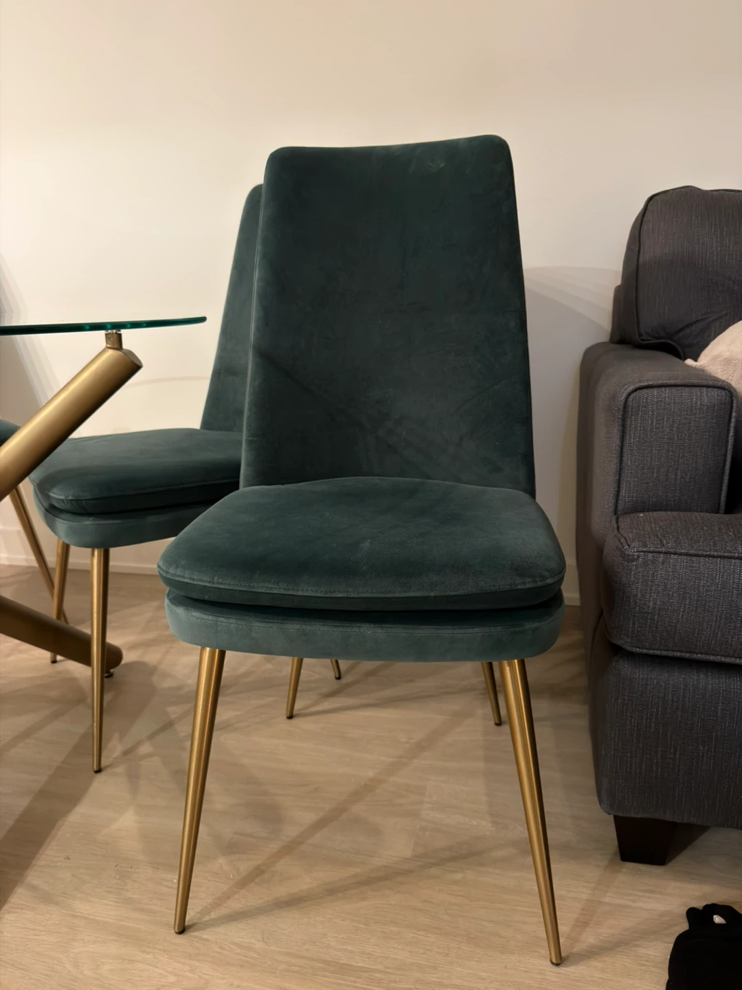 Set of 4 Velvet Dining Chairs, Teal