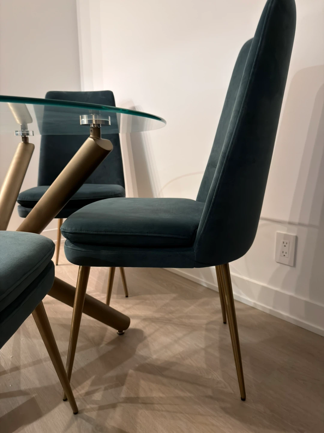 Set of 4 Velvet Dining Chairs, Teal - photo 3