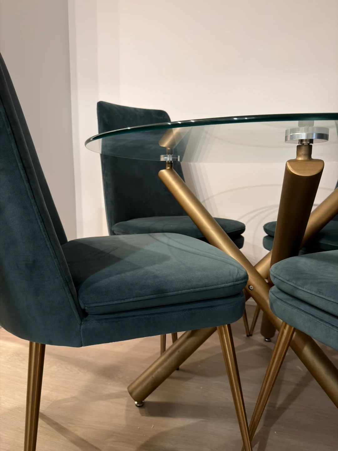Set of 4 Velvet Dining Chairs, Teal - photo 4