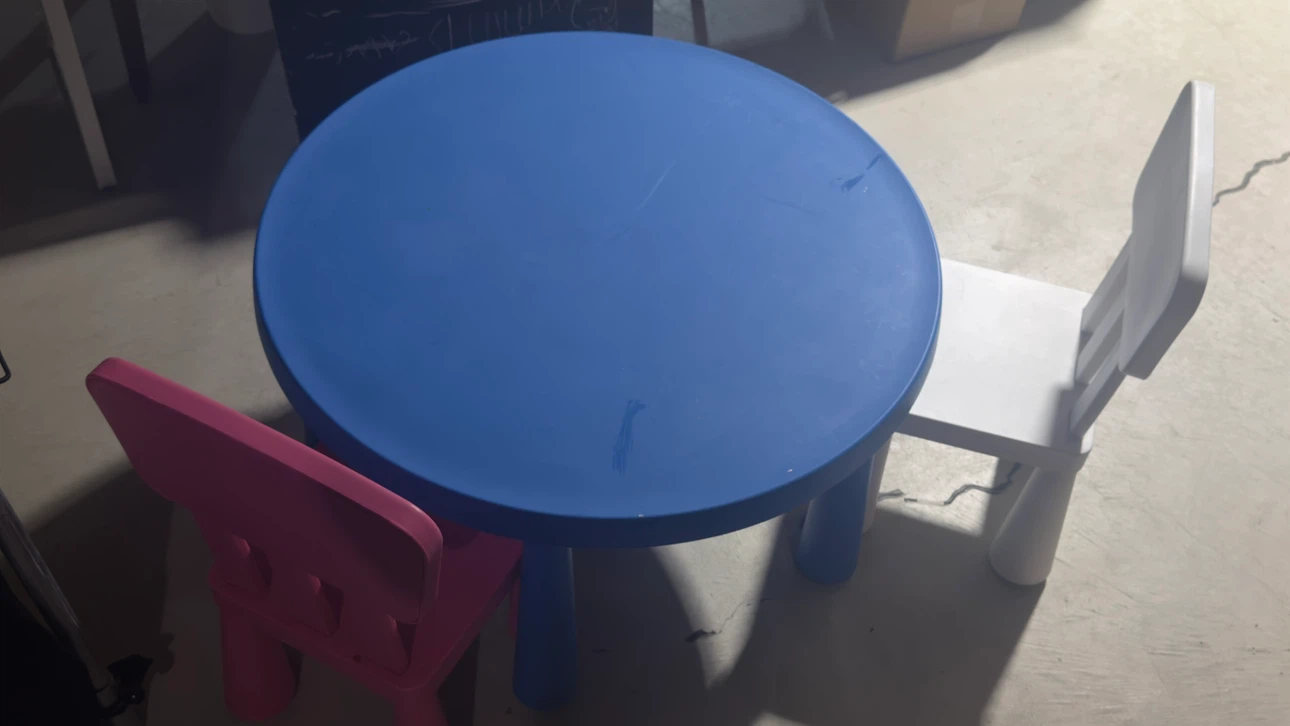 Ikea Kids Round Blue Table and Two Chairs