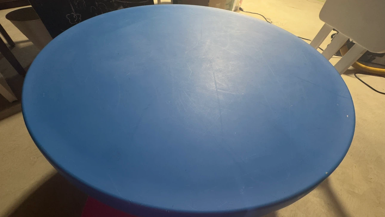 Ikea Kids Round Blue Table and Two Chairs - photo 2