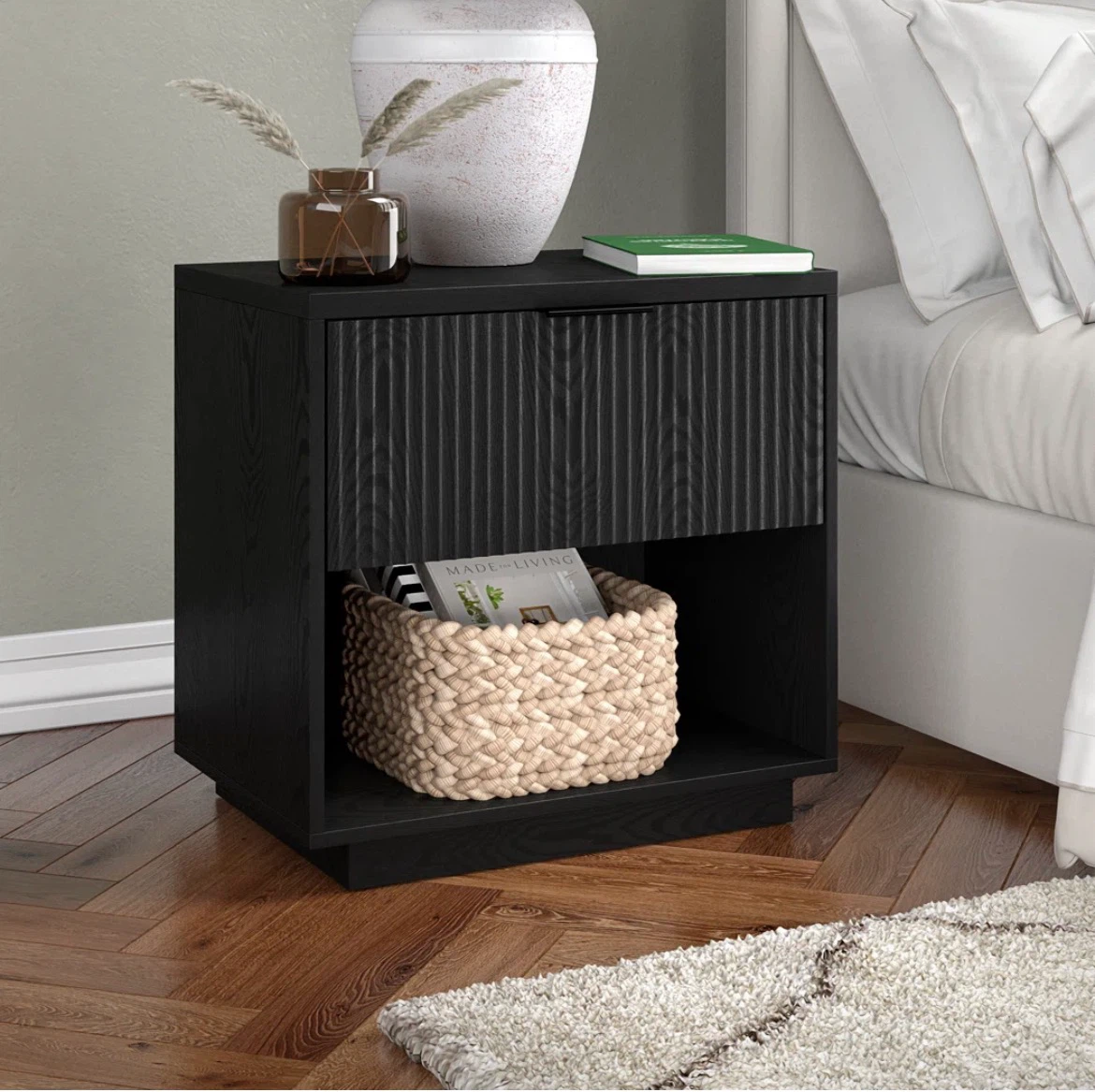 Black Wood Nightstand