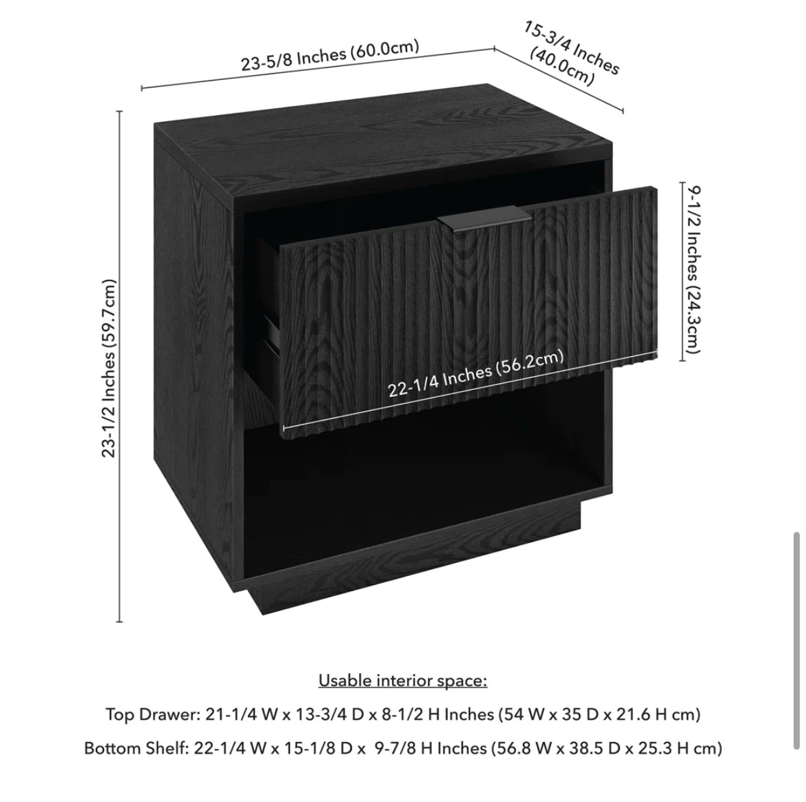 Black Wood Nightstand - photo 3