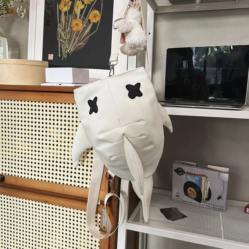 Cream White Shark Shaped Backpack