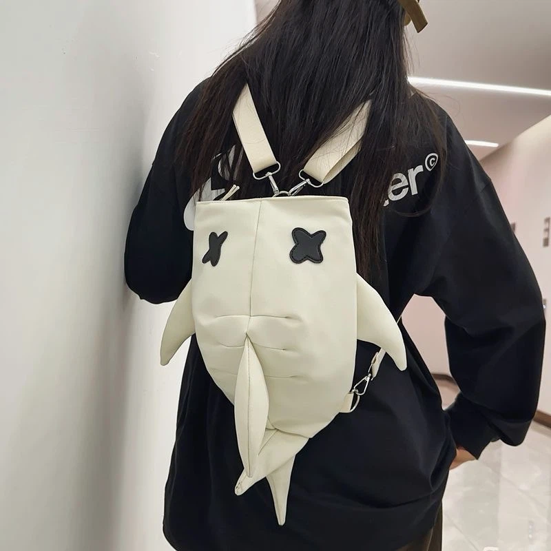 Cream White Shark Shaped Backpack - photo 2