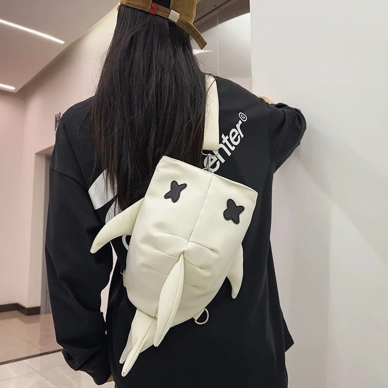 Cream White Shark Shaped Backpack - photo 3