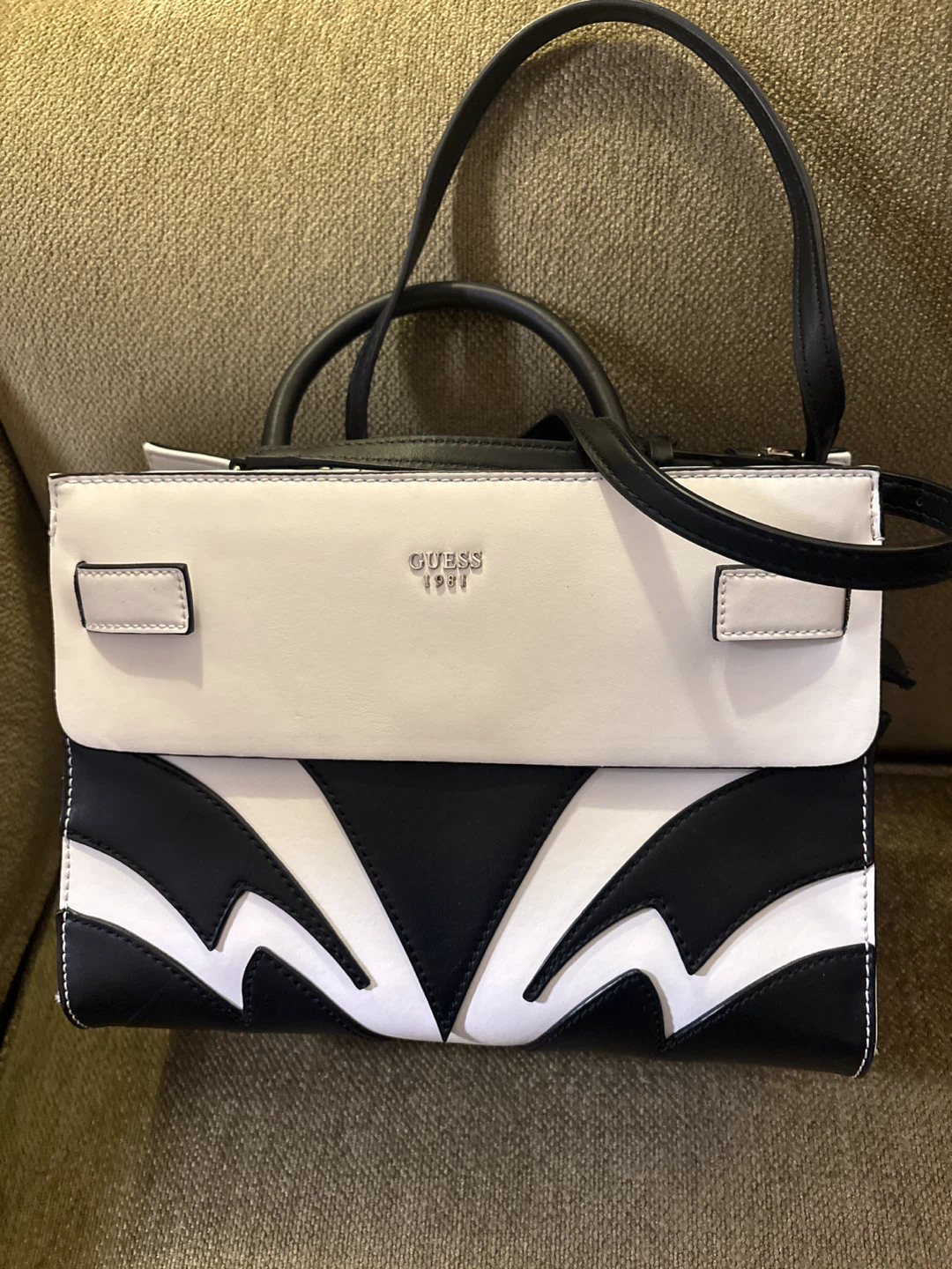 Guess 1981 Black and White Handbag