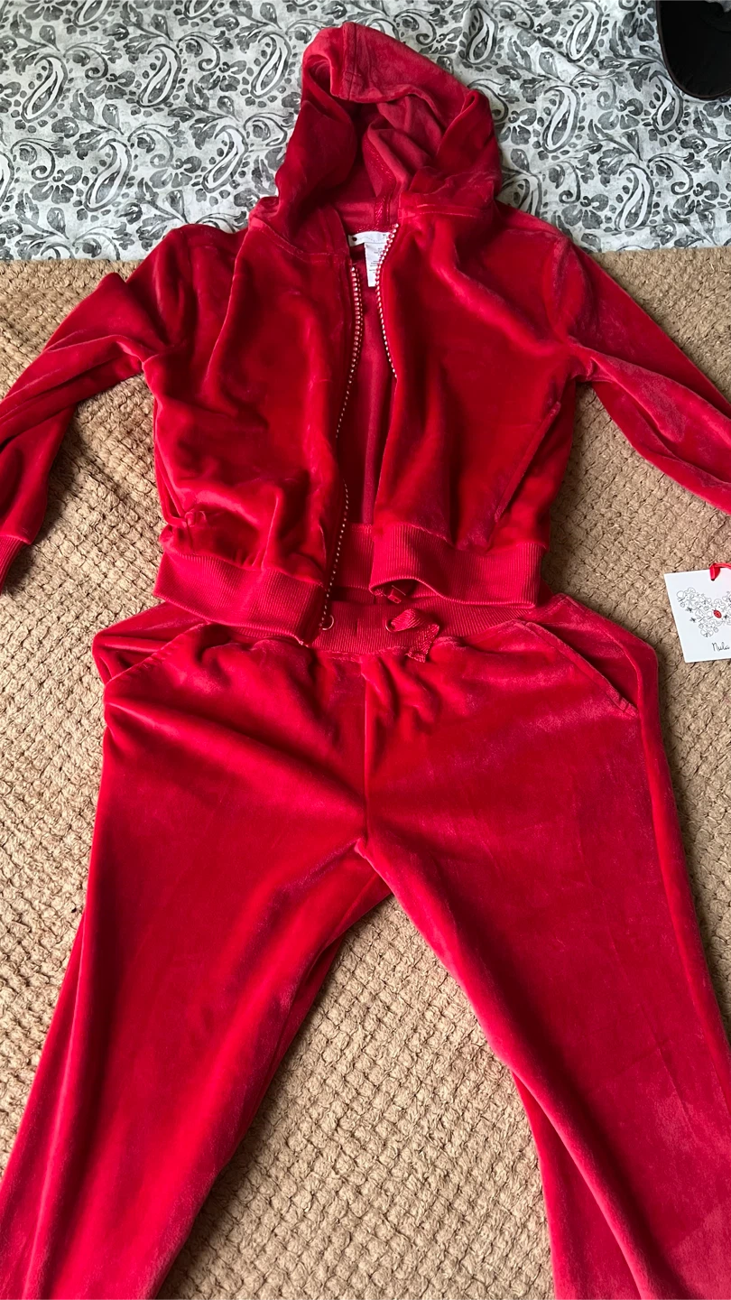 Nula Red Velour Tracksuit Set