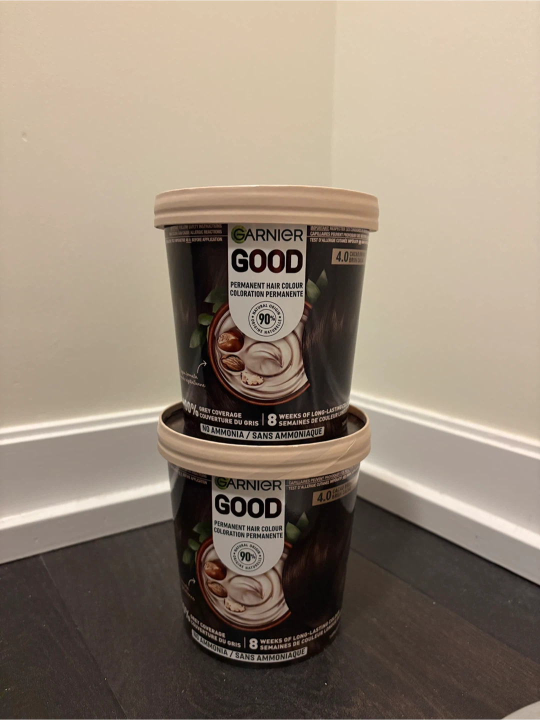 2 Garnier Good Permanent Hair Color Kits 4.0 Cacao Brown