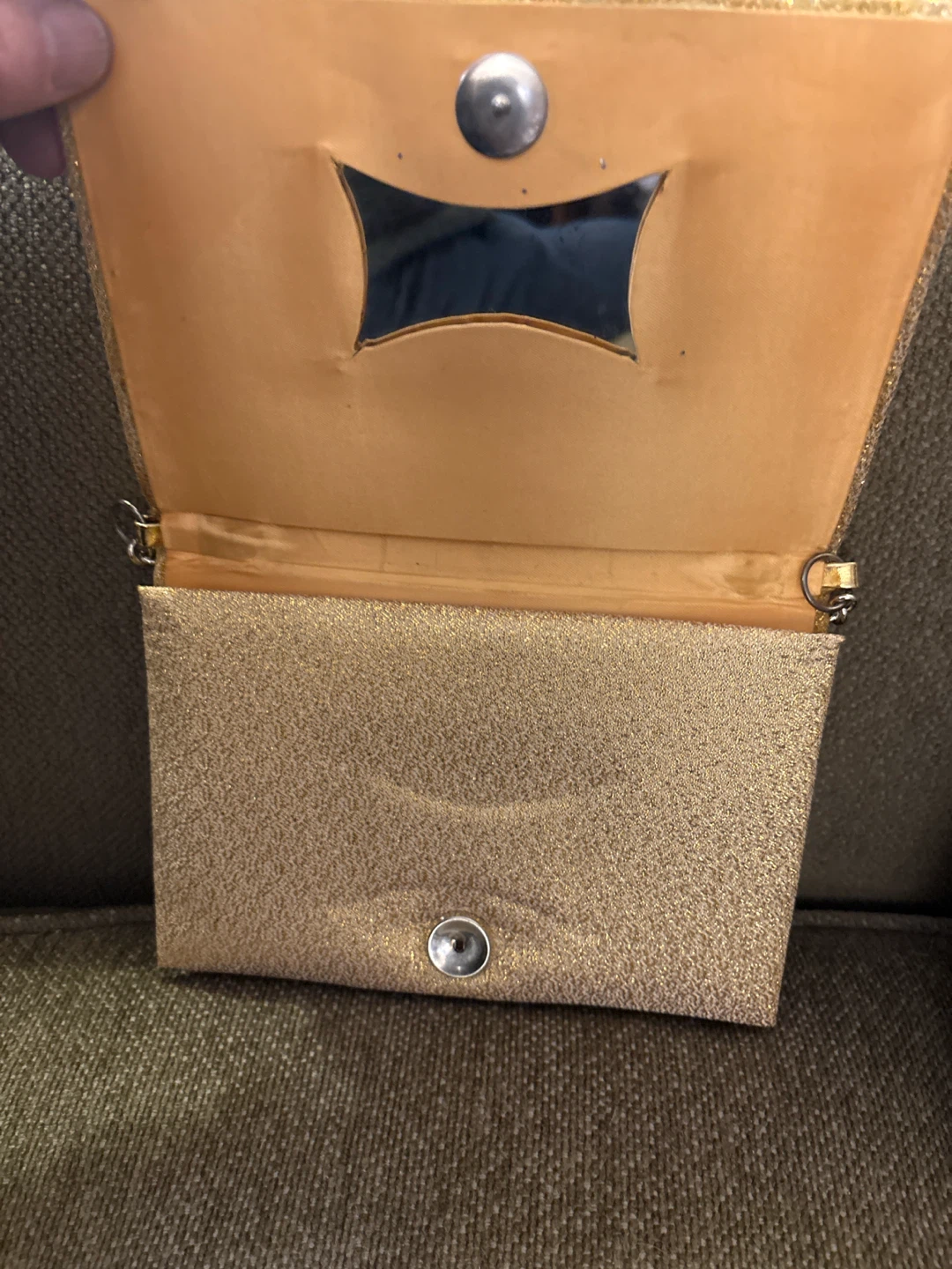 Gold Glitter Clutch with Chain - photo 2