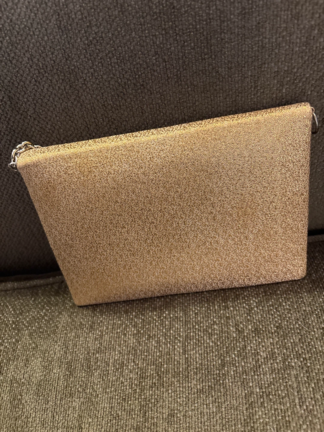 Gold Glitter Clutch with Chain - photo 3