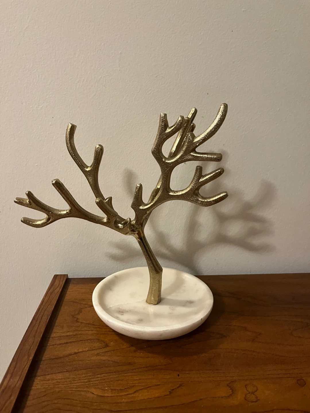 Gold Antler Jewelry Organizer with Marble Base