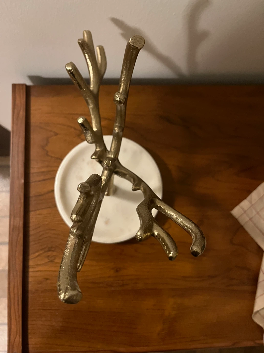 Gold Antler Jewelry Organizer with Marble Base - photo 2