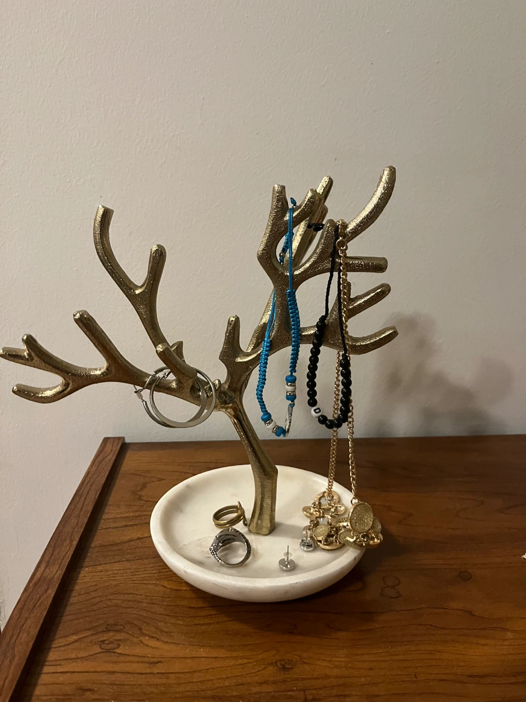 Gold Antler Jewelry Organizer with Marble Base - photo 4