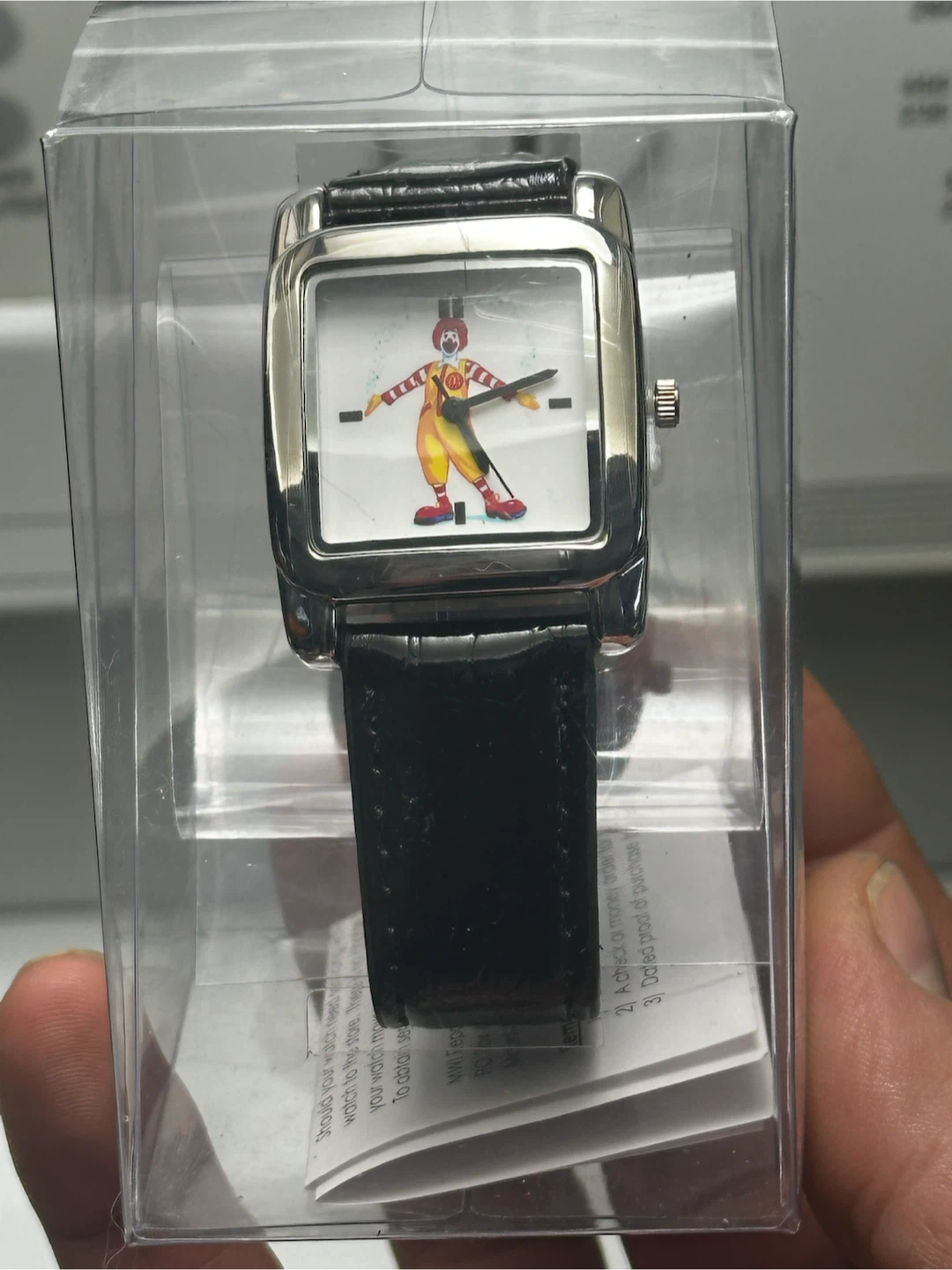 Vintage Ronald McDonald Watch with Black Leather Band