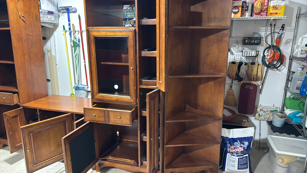 Wooden Media Storage Unit with Display Shelving - photo 2
