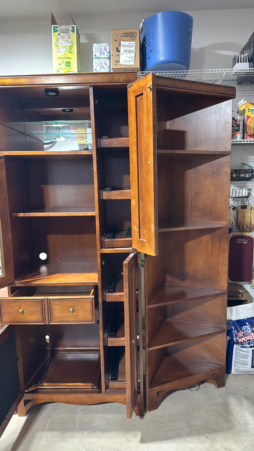Wooden Media Storage Unit with Display Shelving - photo 4