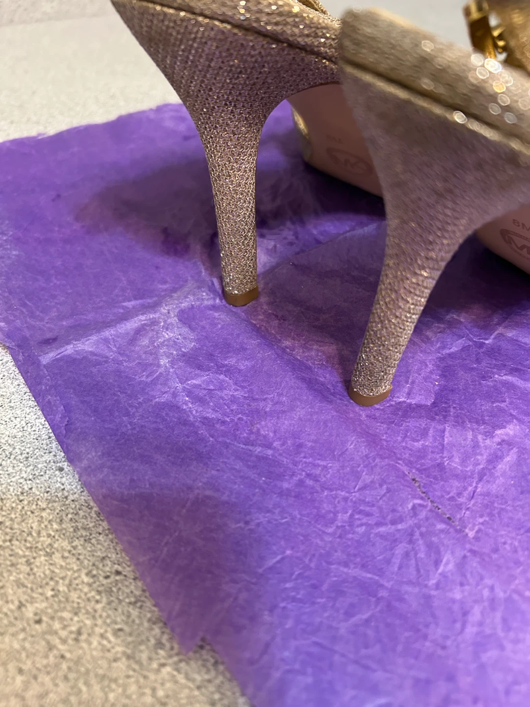 Michael Kors Gold Glitter Slingback Heels