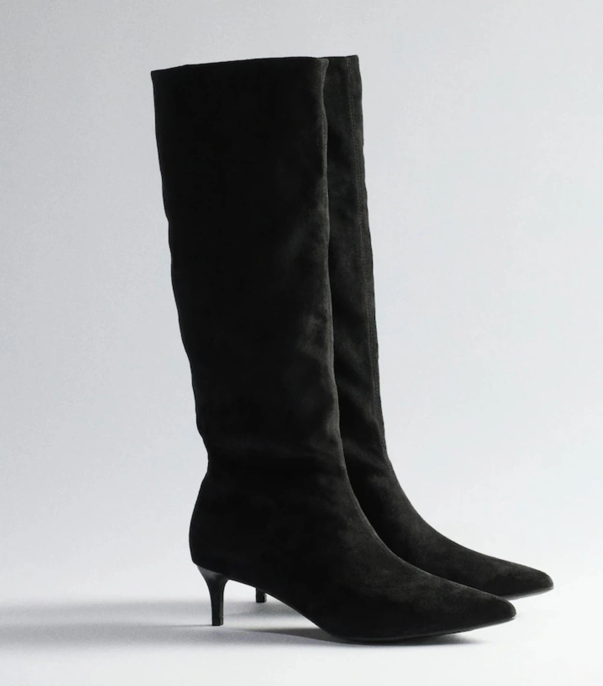 Nine West Black Suede Leather Kitten Heel Boots