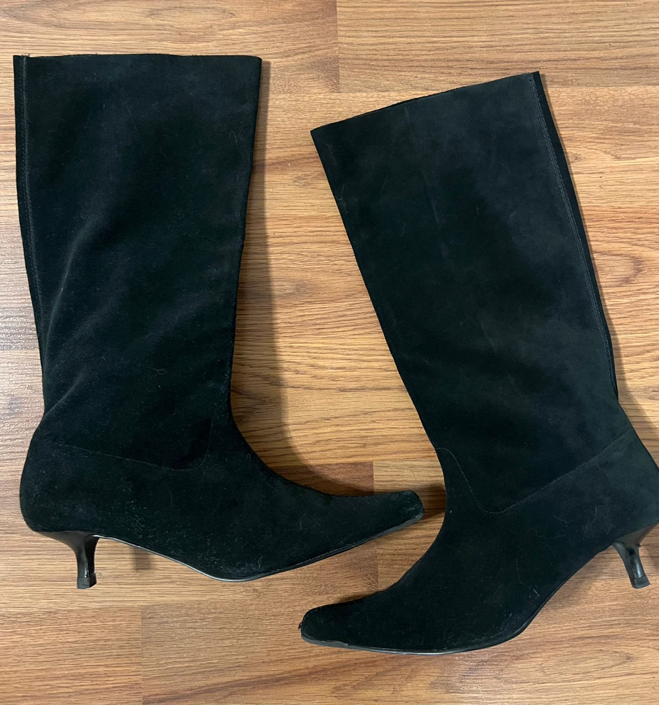 Nine West Black Suede Leather Kitten Heel Boots - photo 2