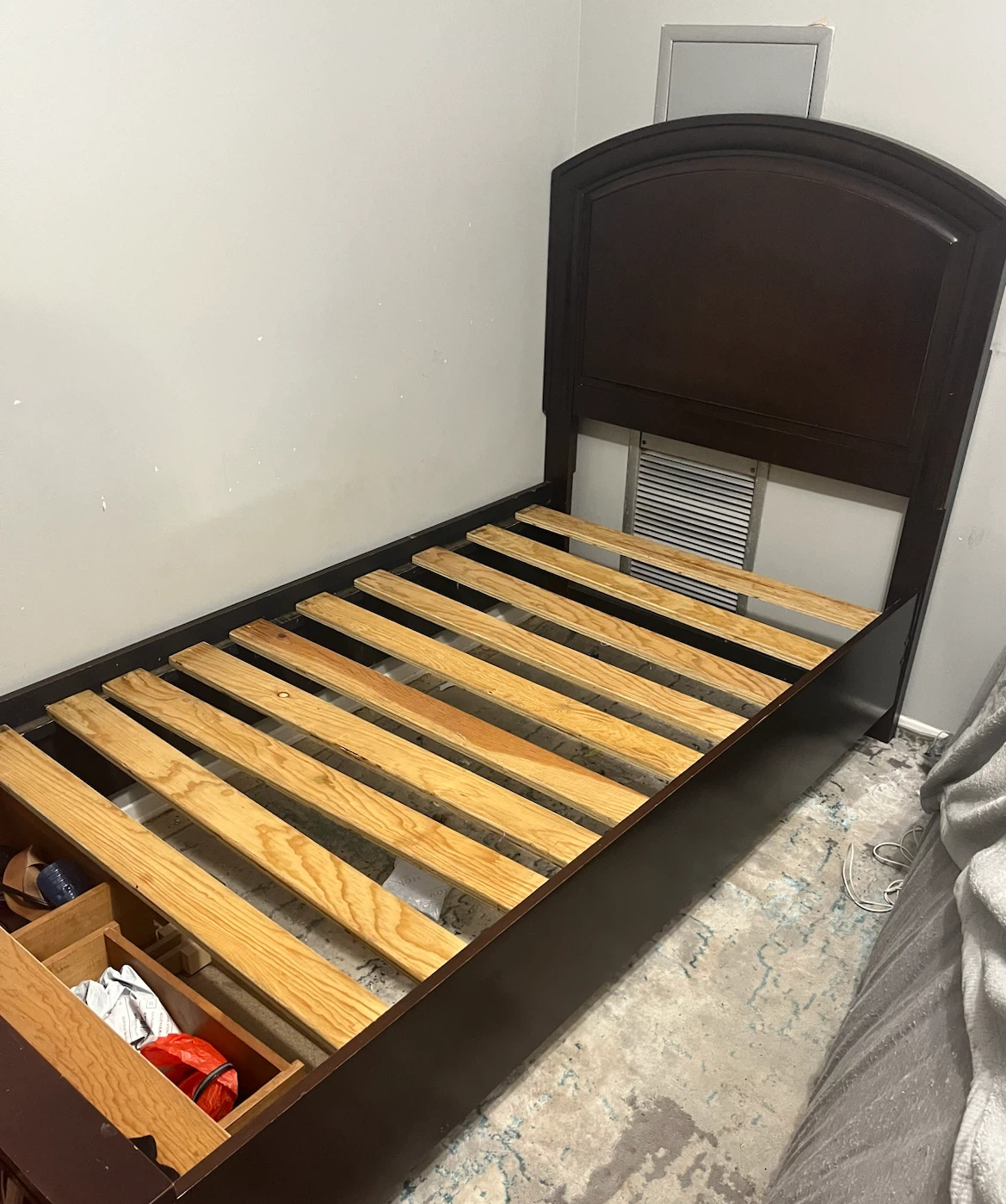 Dark Brown Twin Bed with Built-in Storage - photo 2