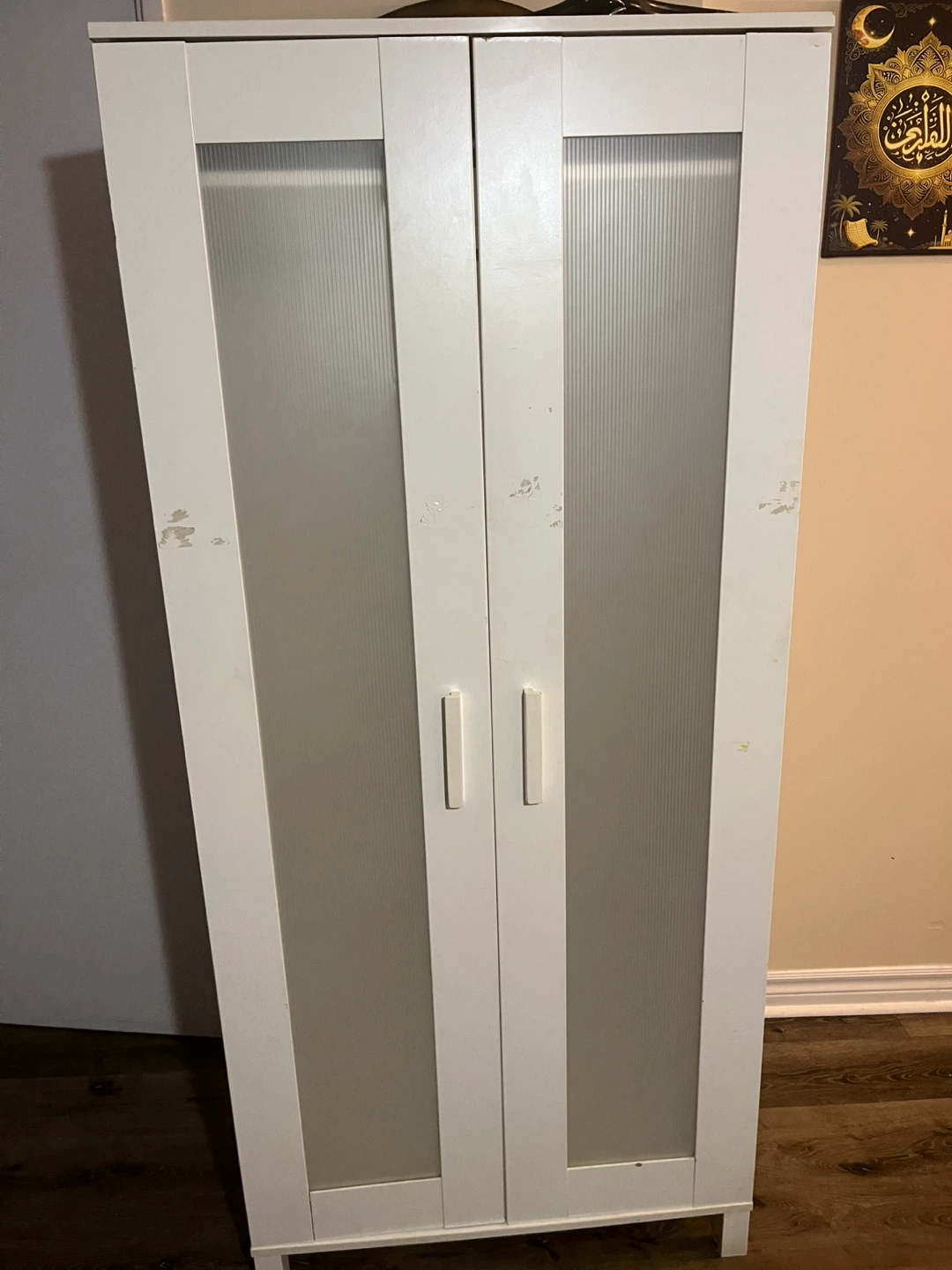 White Wardrobe with Frosted Glass Doors