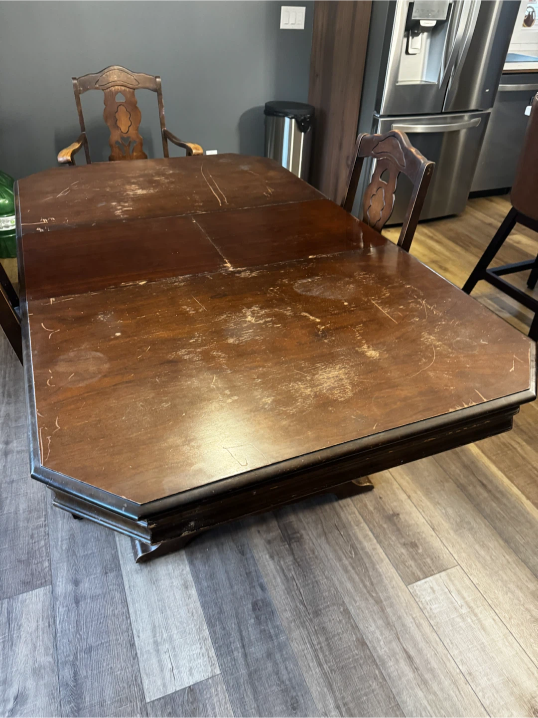 Walnut table with 6 chairs