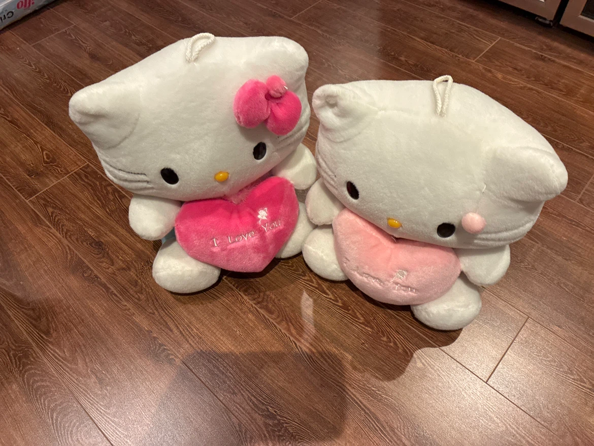 Two Hello Kitty Heart Plush Toys