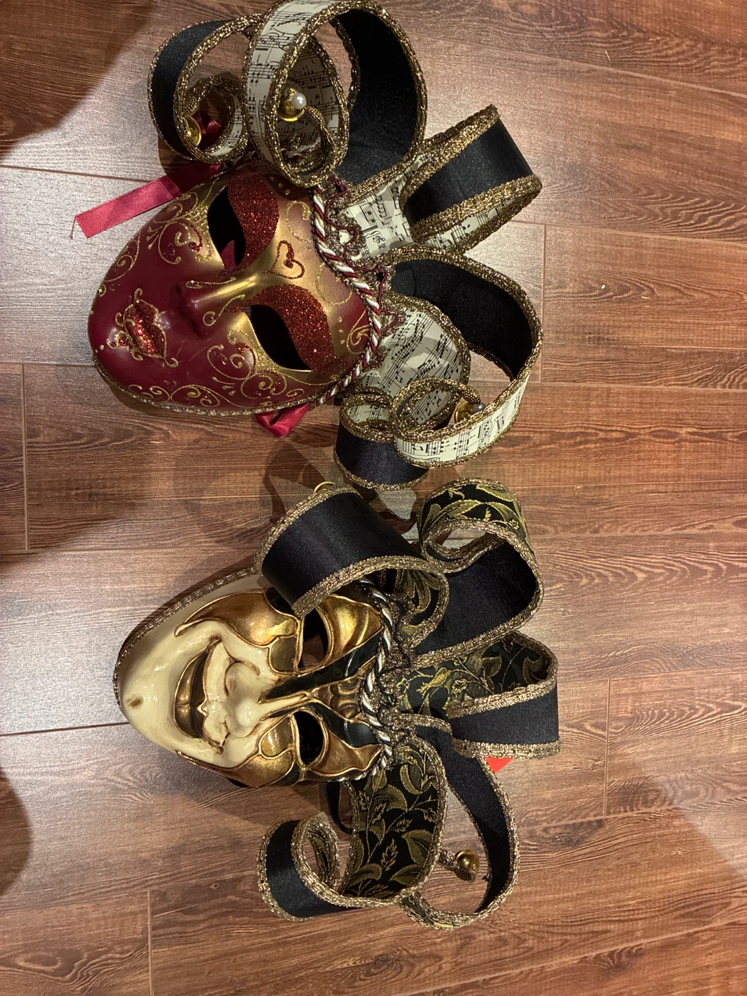 Two Hand-Painted Venetian Masquerade Masks