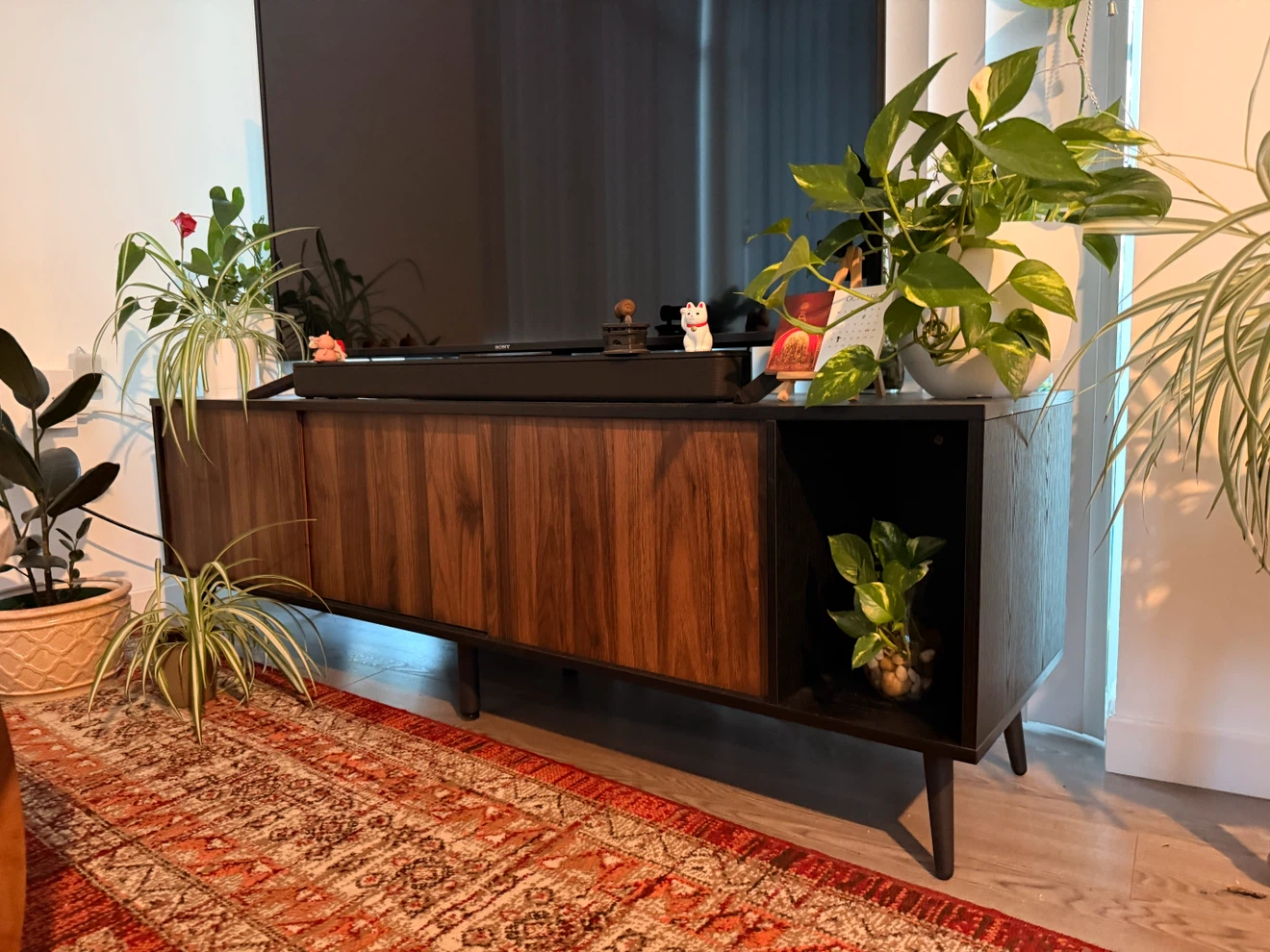 MOVING SALE - Mid-Century Style Media Console with Sliding Doors