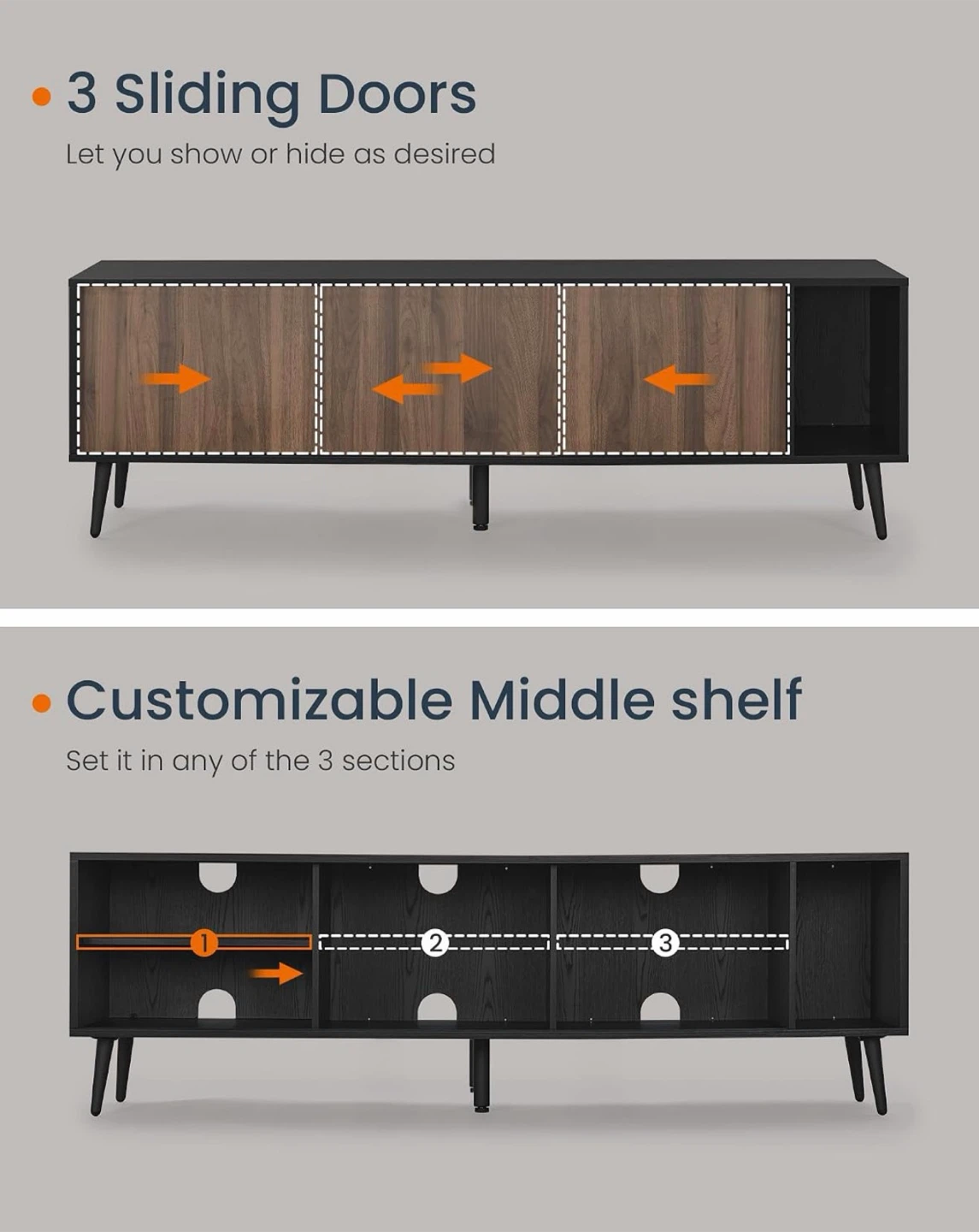 MOVING SALE - Mid-Century Style Media Console with Sliding Doors - photo 5