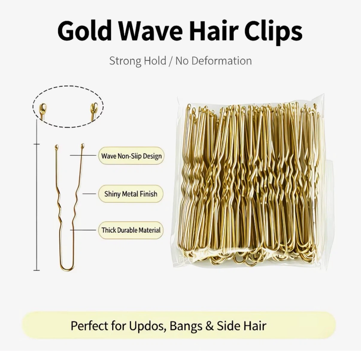 50 Piece Gold Wave Hair Clip Set - photo 2