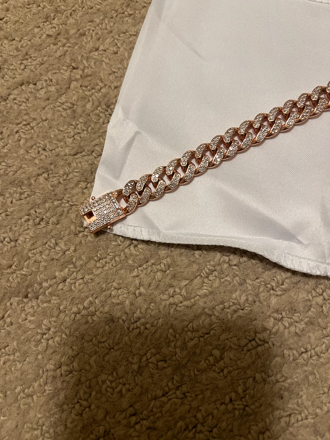 Rose Gold Tone Rhinestone Cuban Link Bracelet - photo 2