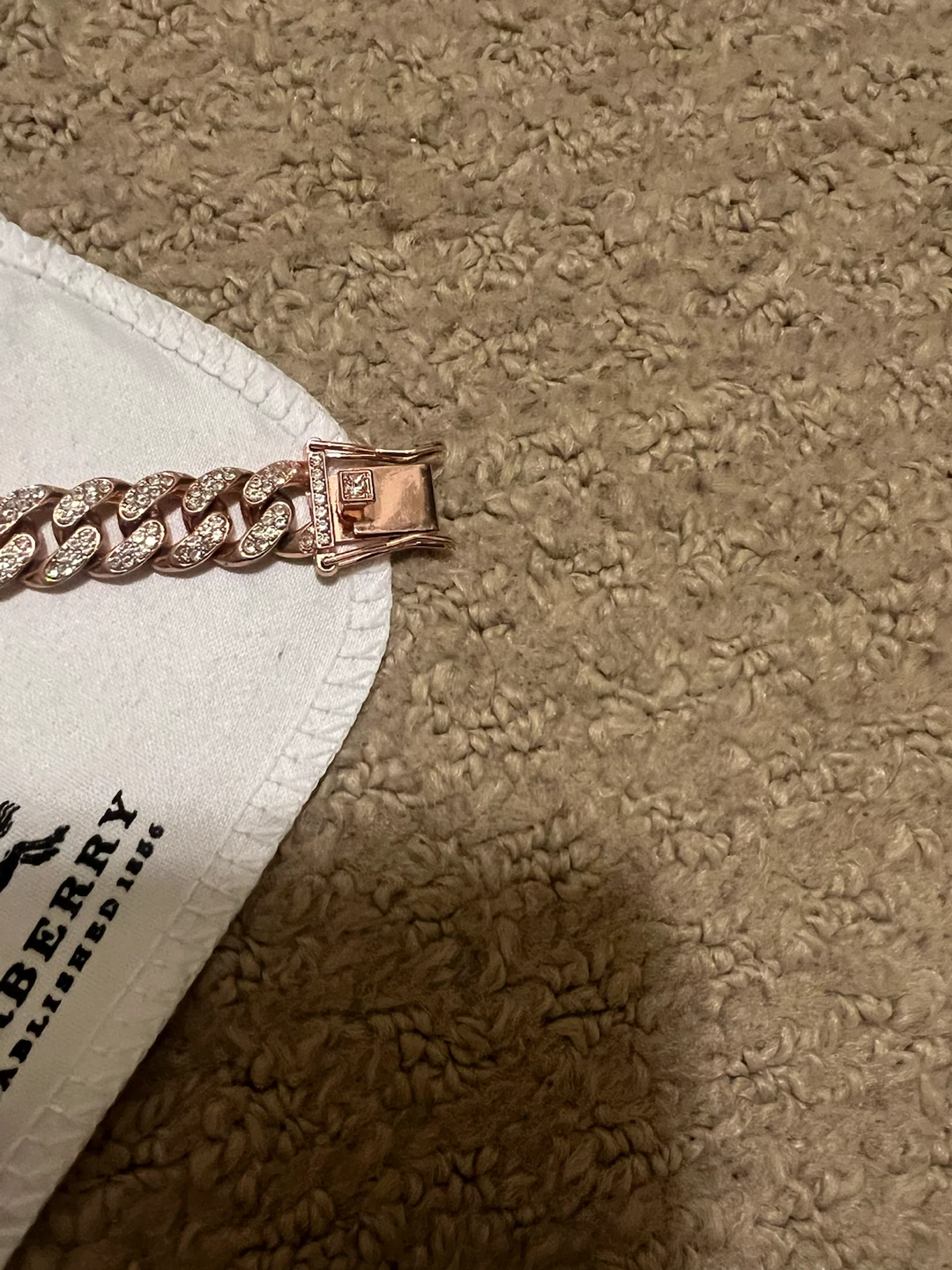Rose Gold Tone Rhinestone Cuban Link Bracelet - photo 3